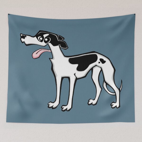 Item preview, Whippet - Black and White (Full Body) BLUE BG designed and sold by TheChicken.