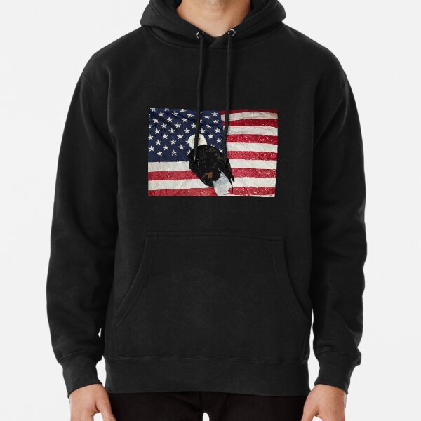 Patriotic Eagle and American Flag Pullover Hoodie