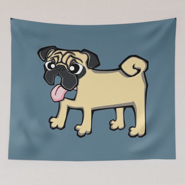 Item preview, Pug - Fawn (Full Body) BLUE BG designed and sold by TheChicken.