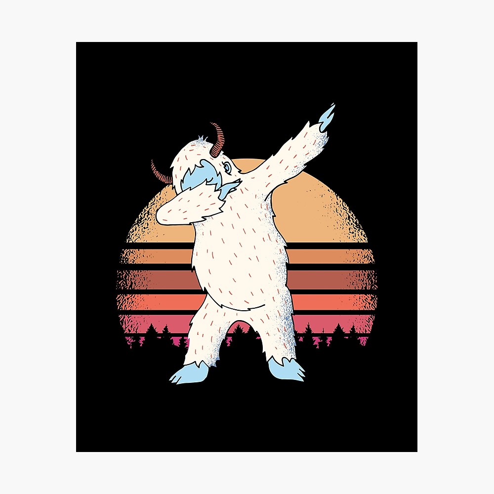 Dabbing Funny Yeti Sunset Meme Poster By Ibruster Redbubble - yeti hunter roblox