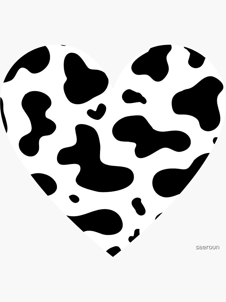 super cute heart cow print sticker by saeroun redbubble