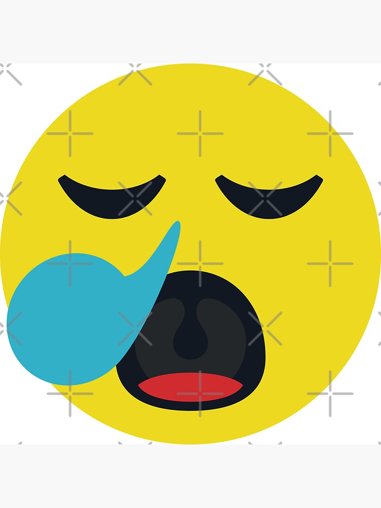 "Sleepy Face Smiley, Tired, Snot Bubble, Emoticon, Cute and Funny Emoji