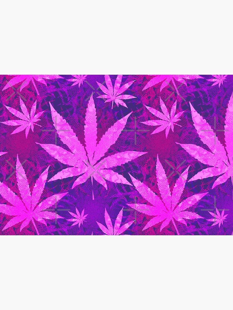 Purple and Pink Colored Trippy Psychedelic Marijuana Leaves Pattern by EddieBalevo