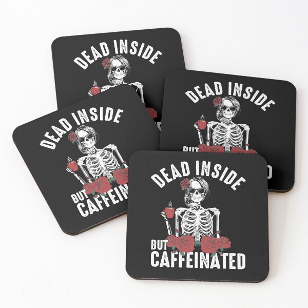 Item preview, Dead Inside But Caffeinated Skeleton Coffee and Red Roses Goth designed and sold by alenaz.