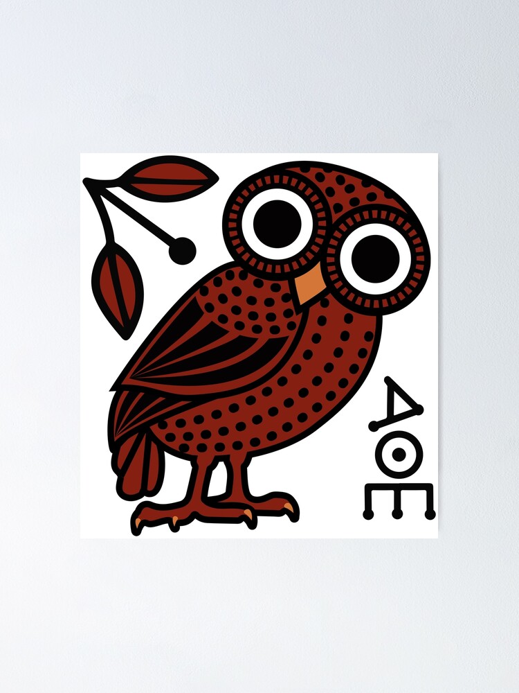 Cute Athenian Owl Inspired By The Ancient Greek Art On The Tetradrachm Coin Poster By Panostsalig Redbubble