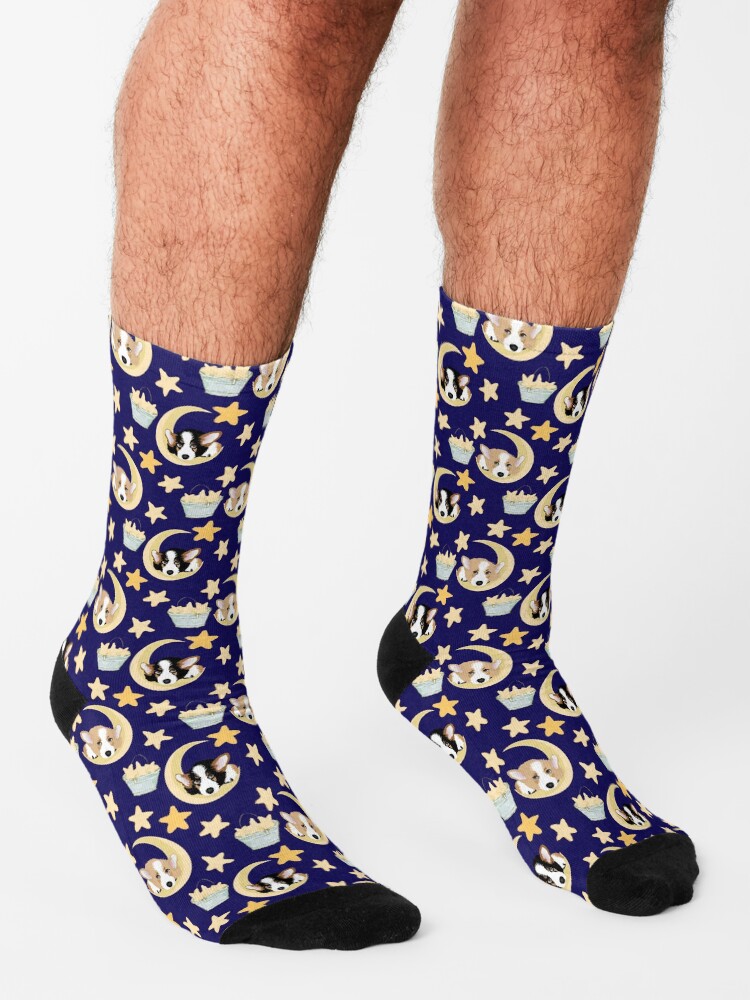Alternate view of My Corgi World - Majesty Pembroke - Cute welsh cardigan corgis on the moon Socks