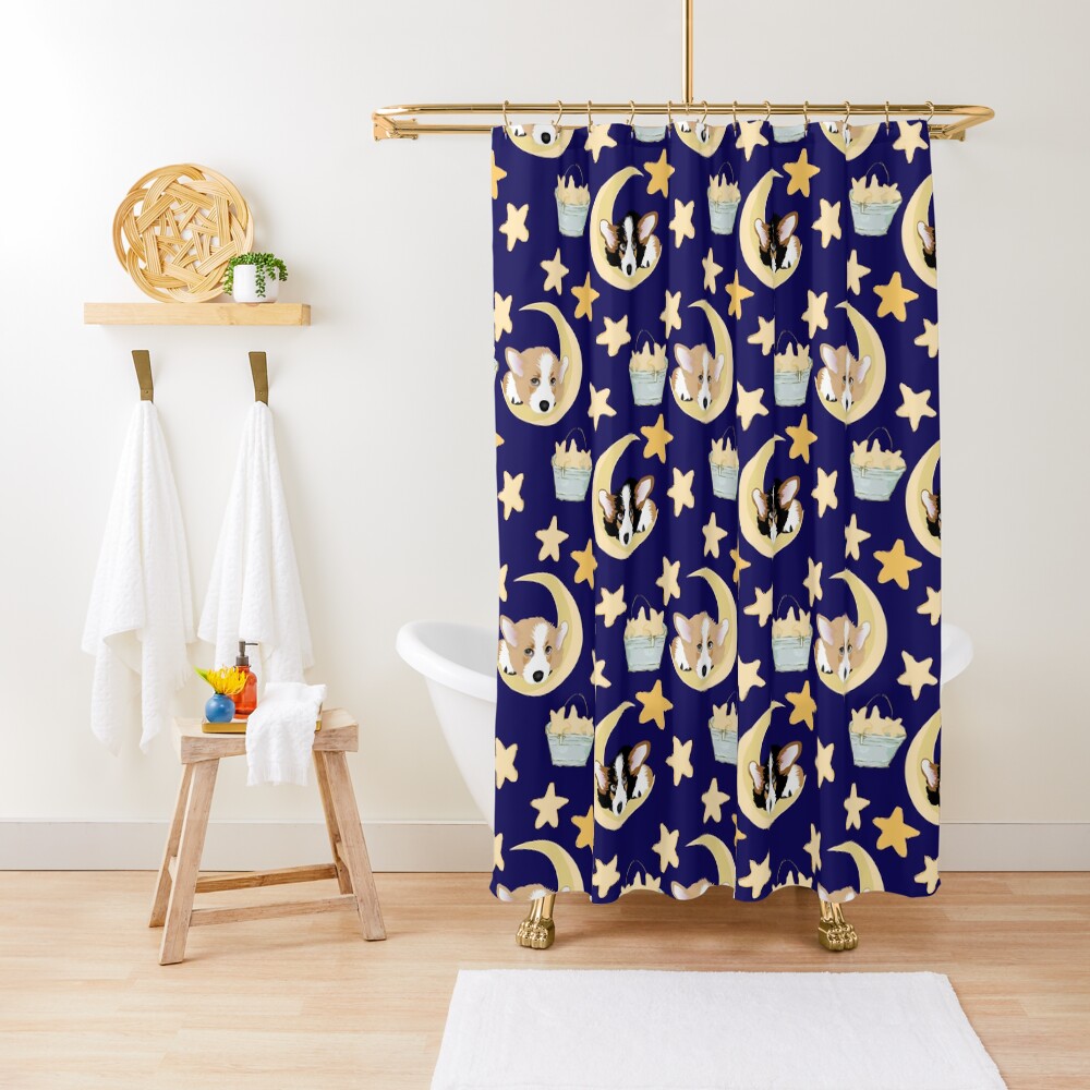 My Corgi World - Majesty Pembroke - Cute welsh cardigan corgis on the moon Shower Curtain