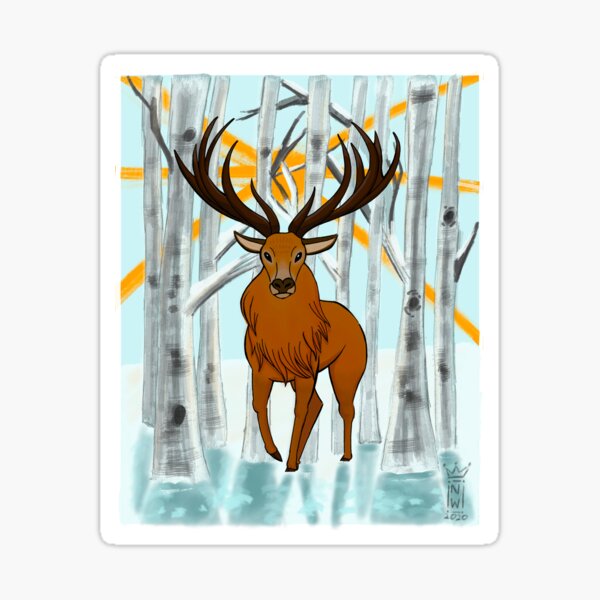 Deer in Winter Sun Sticker