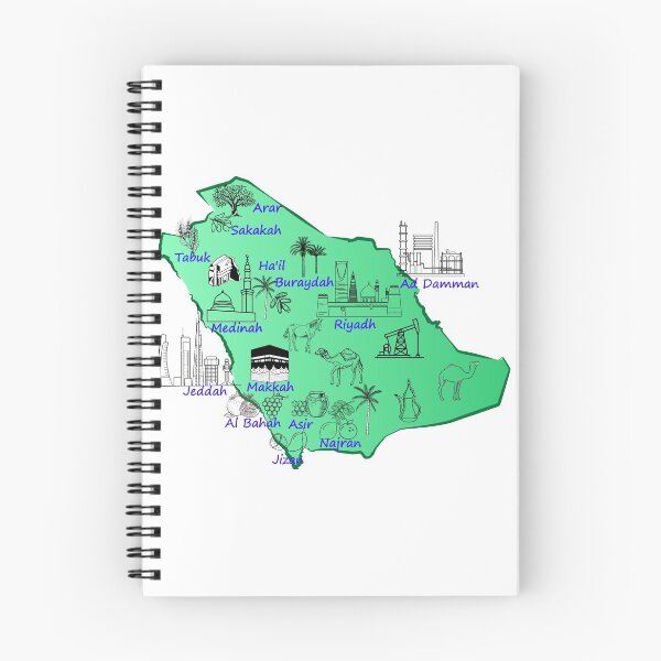Item preview, Saudi Arabia Map hand drawn KSA landmarks With The names of the major cities  designed and sold by mashmosh.