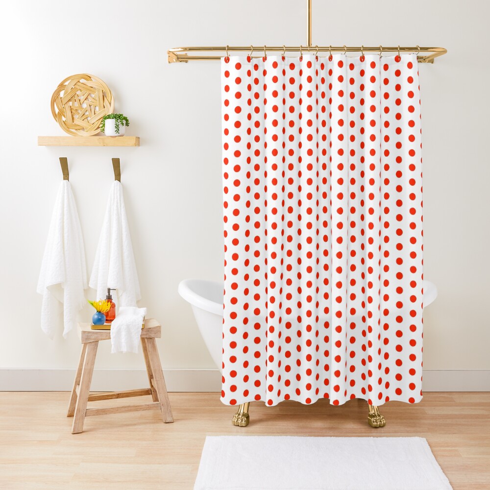 Red Polka Dot Shower Curtain By Troyka Redbubble