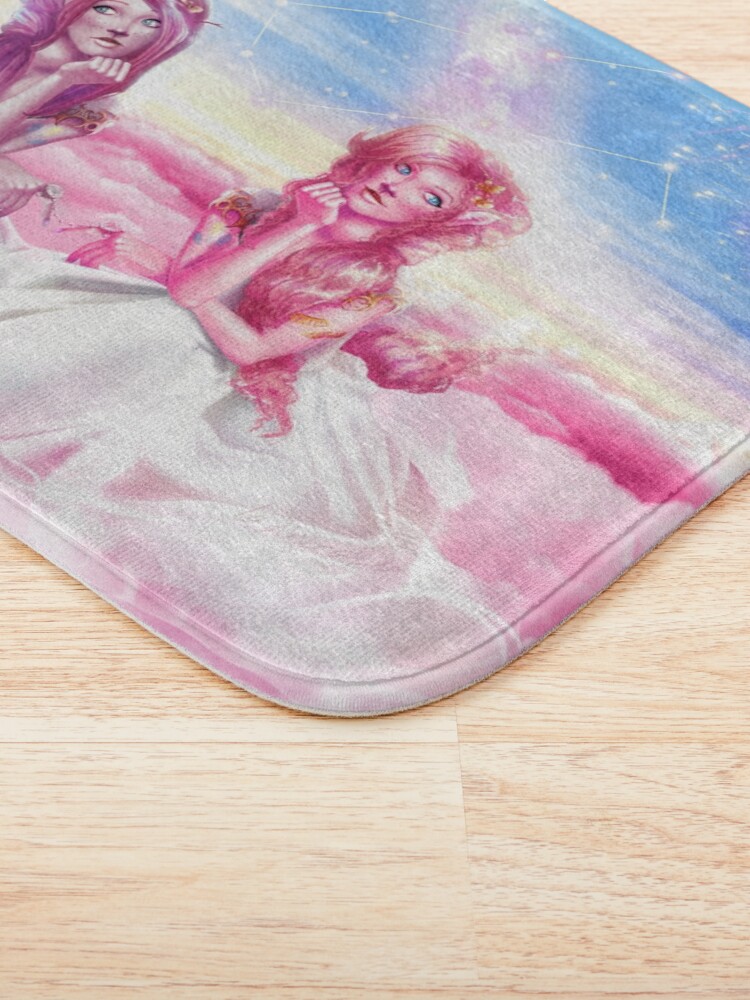 Alternate view of Pinkie Twins of Gemini - 12 Zodiac Ladies Bath Mat