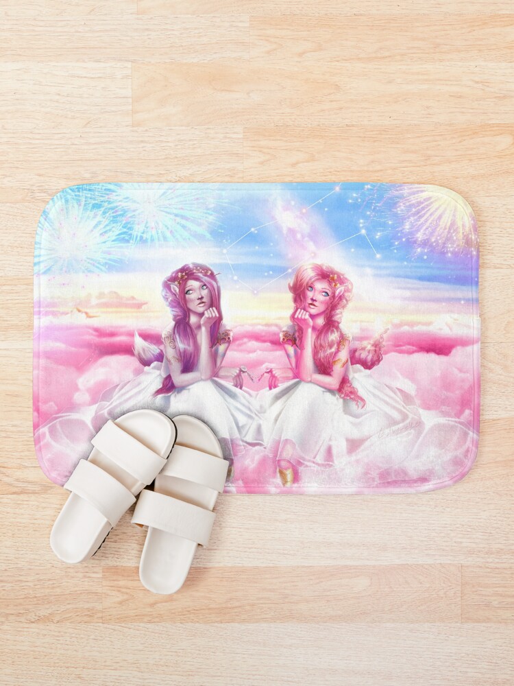 Alternate view of Pinkie Twins of Gemini - 12 Zodiac Ladies Bath Mat