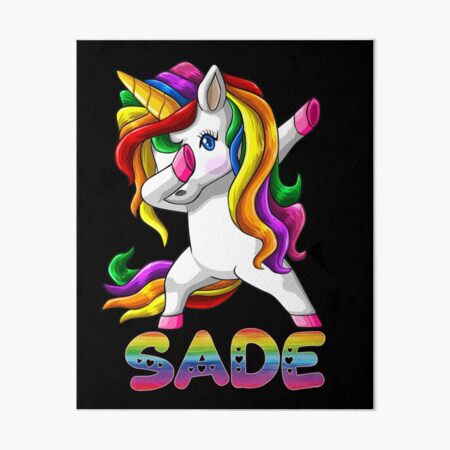 Artikel-Vorschau von Sade Name Rainbow Text -  Sade Dabbing Unicorn Gift For Sade, designt und verkauft von MariaLeona.