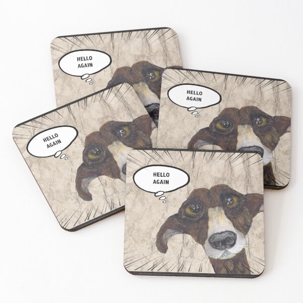 Item preview, HELLO AGAIN  greyhound designed and sold by Hares & Critters.