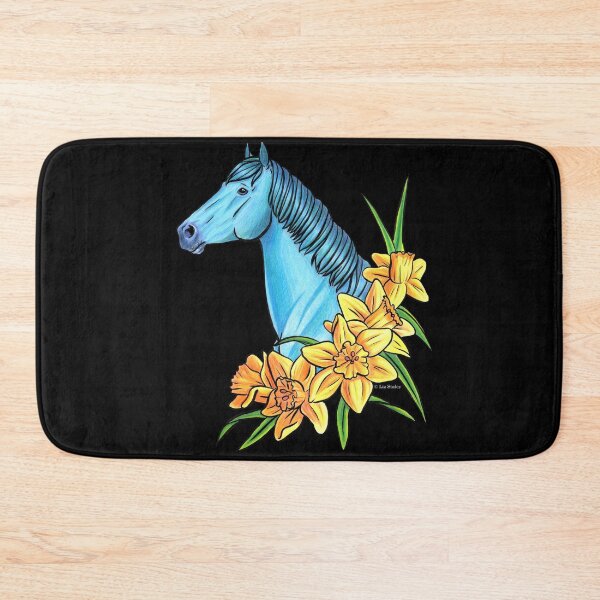 Item preview, Aquamarine Horse with Daffodils designed and sold by Elizabeth Staley.