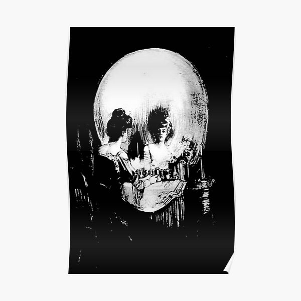 Woman with Halloween Skull Reflection In Mirror Poster