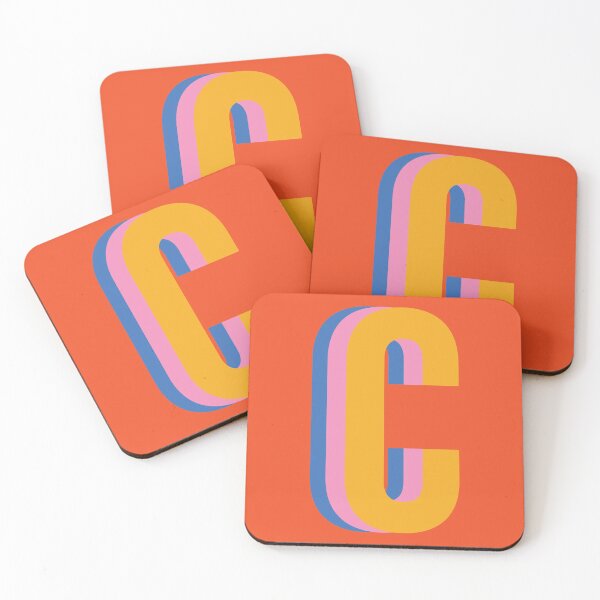 Item preview, Letter C Initial Monogram Pattern in Pink, Orange, Yellow, and Blue designed and sold by JuneJournal.