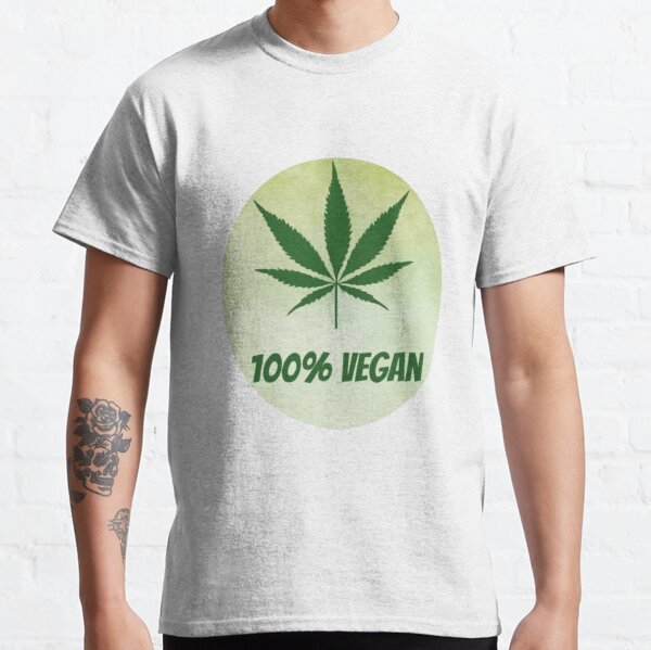 VEGETARIAN VEGAN HEMP MARIJUANA GANJA LEAF PRINT TRENDY GEEK UNISEX T-SHIRT