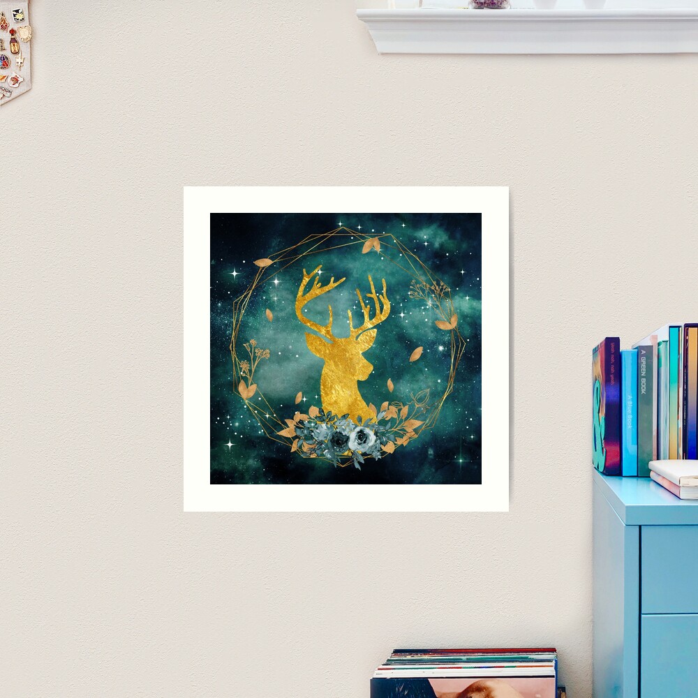 Galaxy Deer Art Print by arkart - Fy