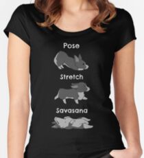 Yoga Corgis Tailliertes Rundhals-Shirt