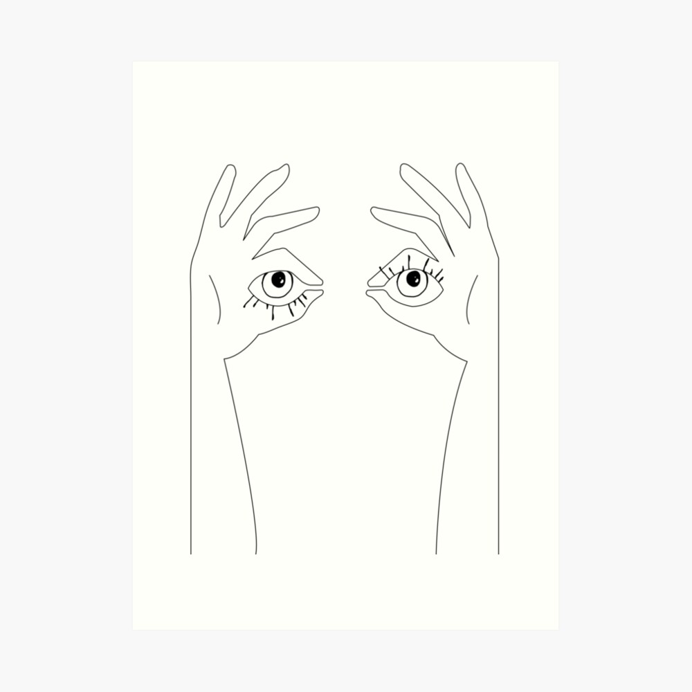 Minimal Line Drawing Of Peeking Eyes Art Print By Yallaprints Redbubble