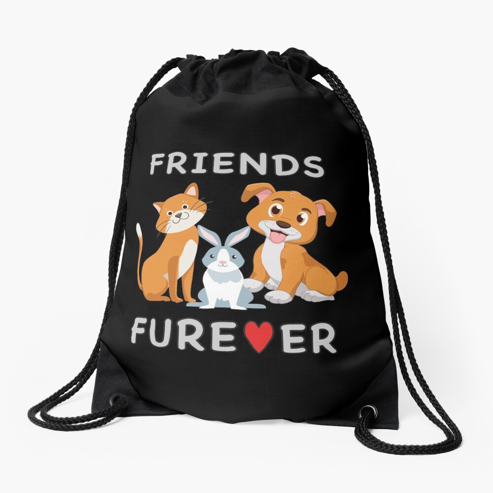 Friends Forever BFF Dog Cat Bunny Rabbit Kids Gift. Drawstring Bag