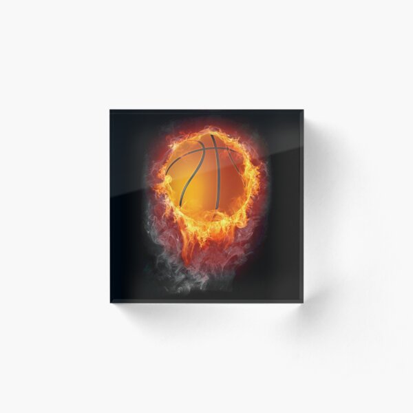 A basketball on fire Acrylic Block