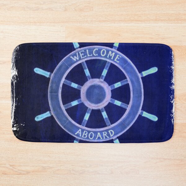 Item preview, chic rustic beach fashion navy blue Ship Wheel nautical designed and sold by LEILA ART SPACE.