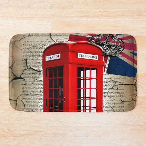 Item preview, 1980s rustic dark academia union jack retro london telephone booth designed and sold by LEILA ART SPACE.