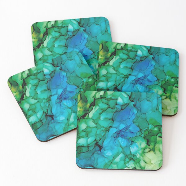 Item preview, Valley River: Blue and Green Original Abstract Alcohol Ink Painting designed and sold by herzart.