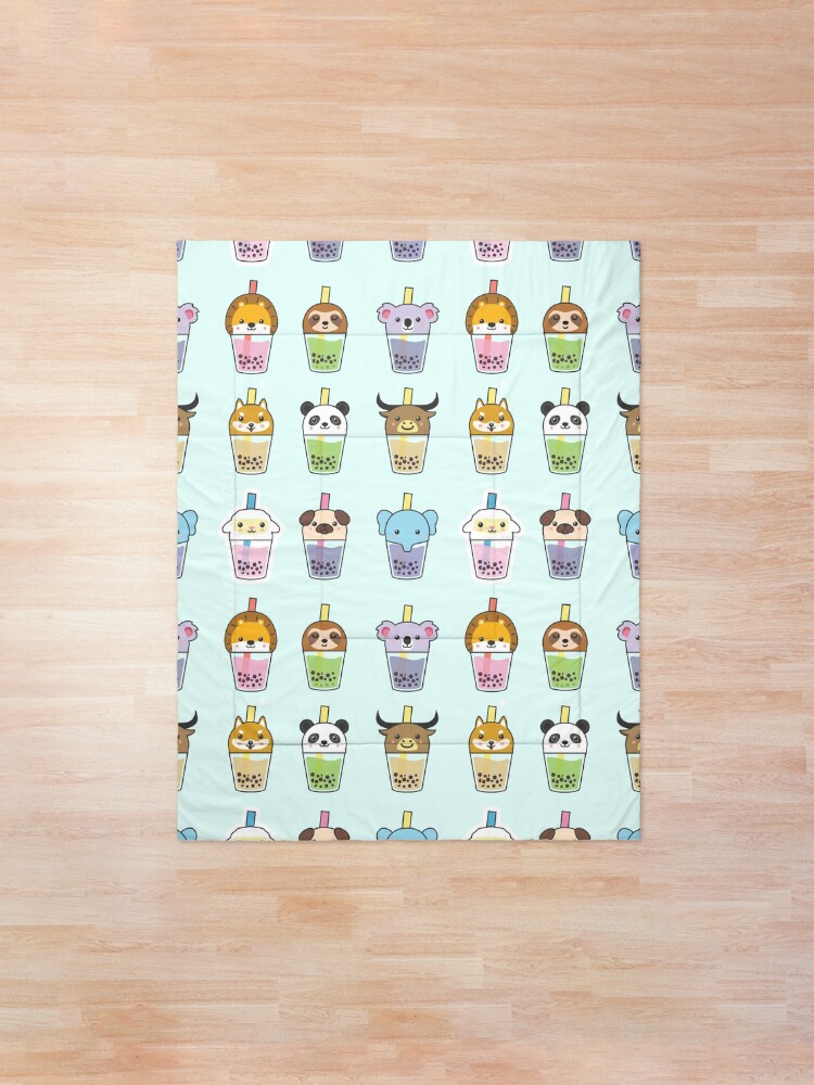 "Kawaii Animal Boba Tea" Comforter by ouchmypancreas Redbubble