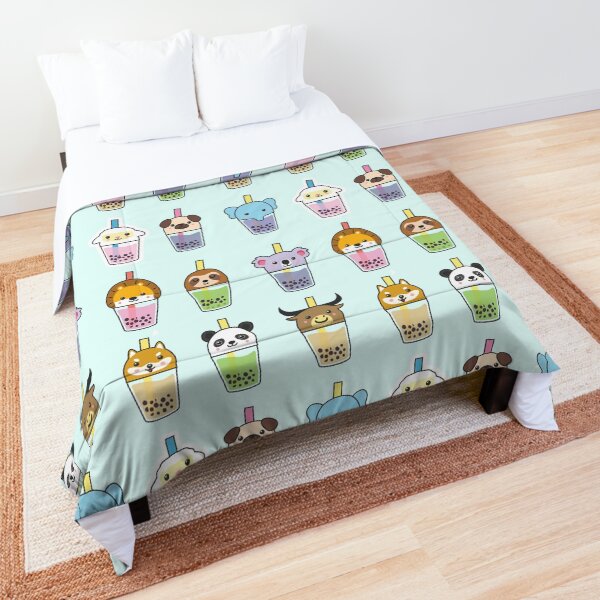 "Kawaii Animal Boba Tea" Comforter for Sale by ouchmypancreas Redbubble