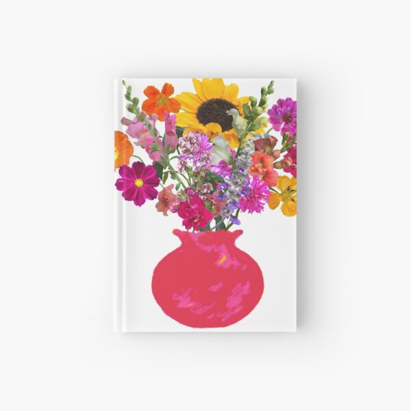 Bright pink vase bouquet sticker Hardcover Journal