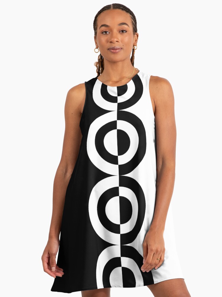 Retro Sixties Mod Contrast Circles 1960s A-Line Dress