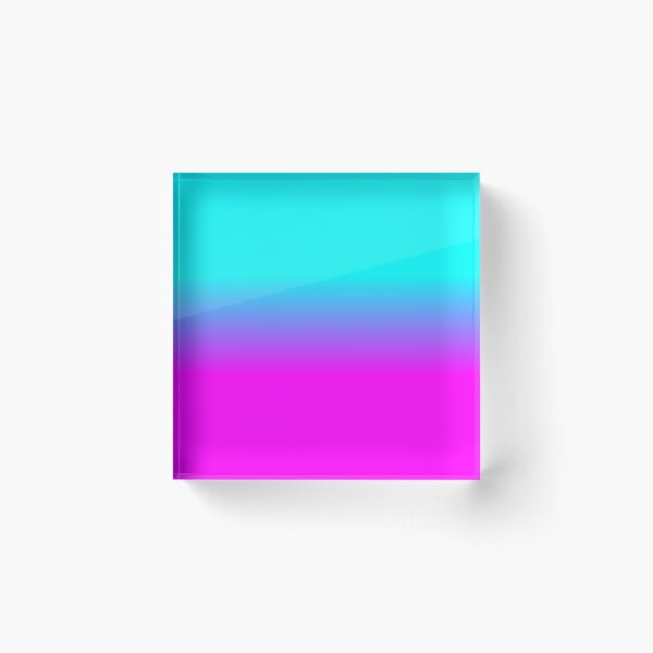 Hot Pink and Neon Aqua Blue Ombre Shade Color Fade Acrylic Block