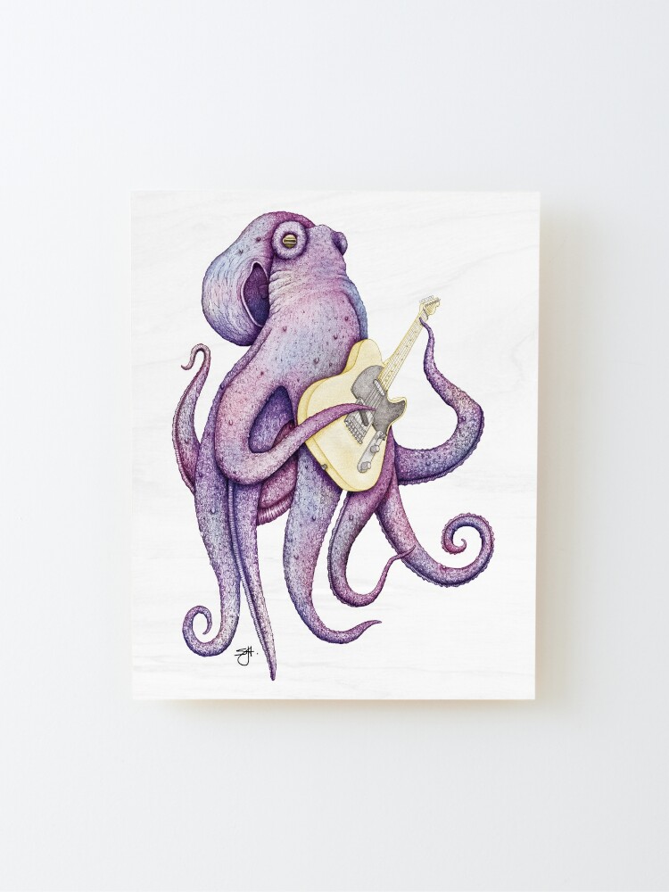 Alternate view of POLAH - the axe wielding Octopus Mounted Print