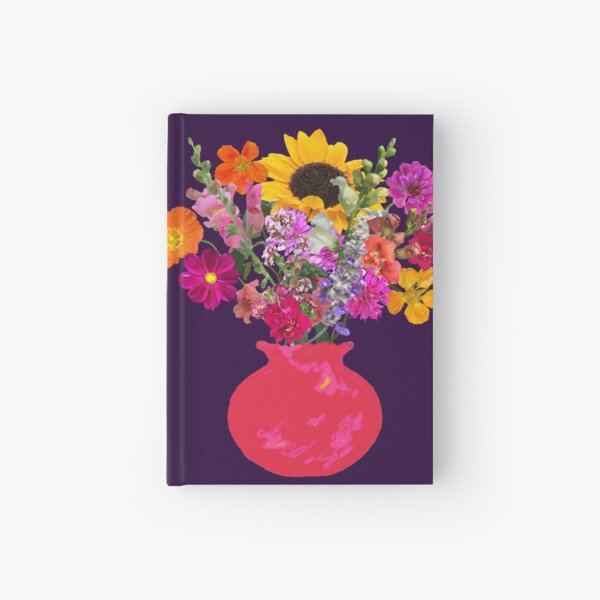 Bright pink vase still life on deep purple by Tea with Xanthe Hardcover Journal