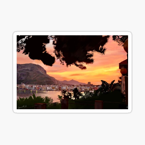 A sunrise room with a view in Sferracavallo, Sicily Italy Sticker