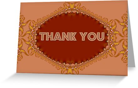 ‘Golden Fractal Lace Thank You Card’ Greeting Card by webgrrl