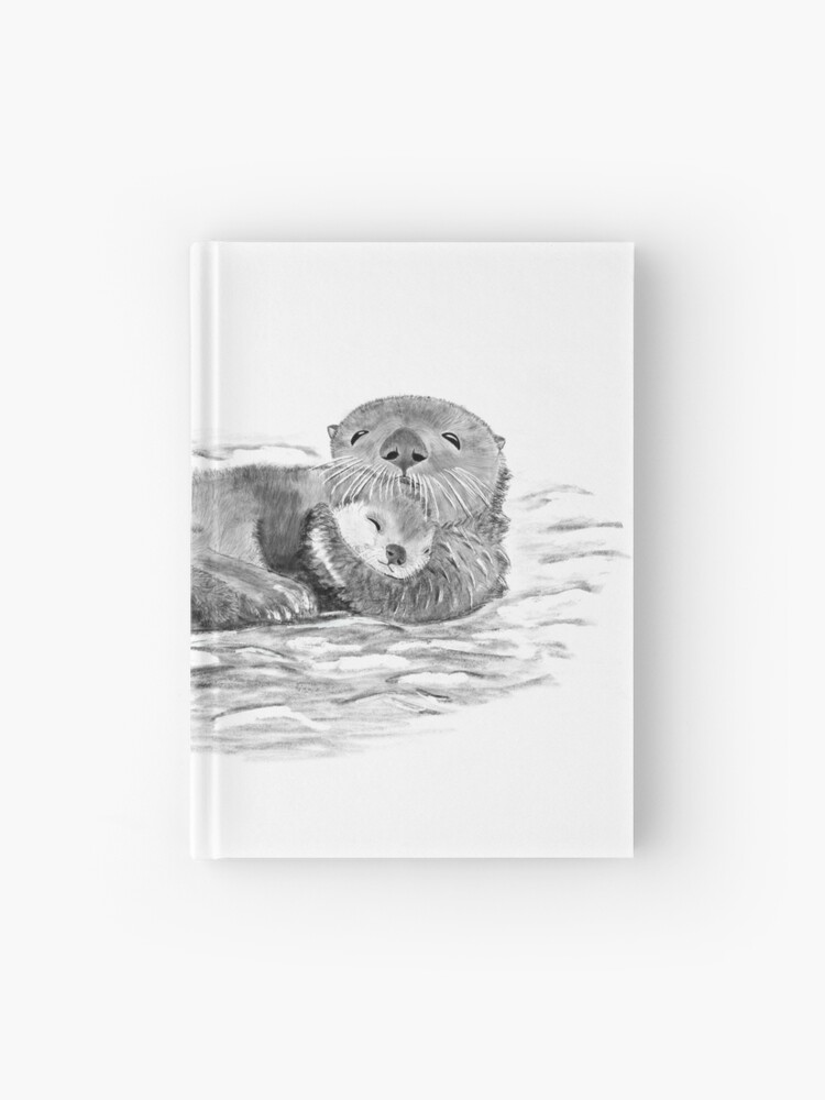 hugging otters in the water hardcover journal by ainikolov redbubble redbubble