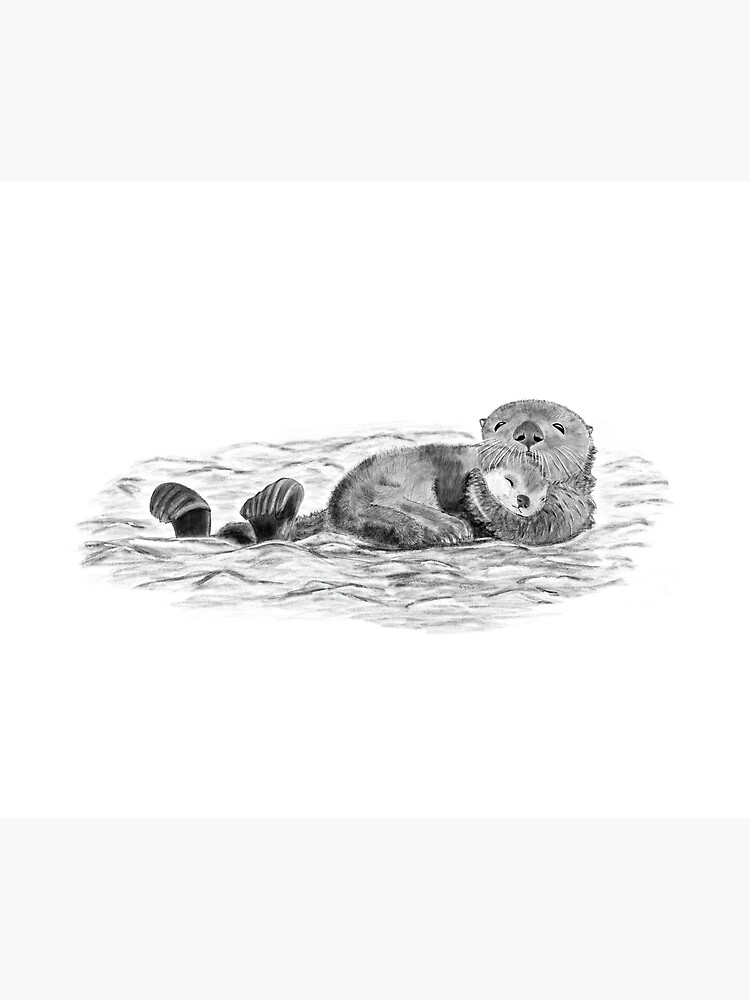 Hugging otters in the water by ainikolov