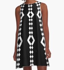 Retro 1960's Black and White Pattern A-Line Dress