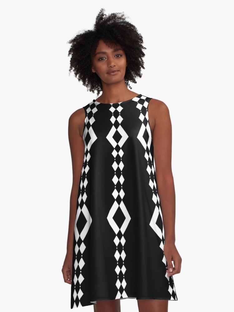 Retro 1960's Black and White Pattern A-Line Dress for Sale by  ArtformDesigns