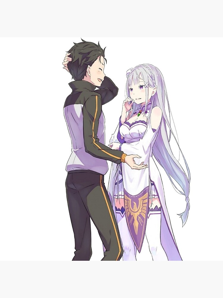 subaru x emilia postcard by kyrio redbubble redbubble