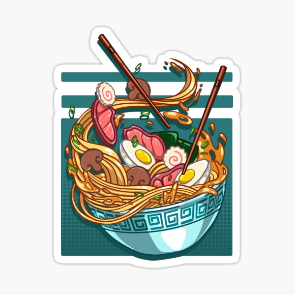 The delicious falling Japanese ramen bowl Sticker