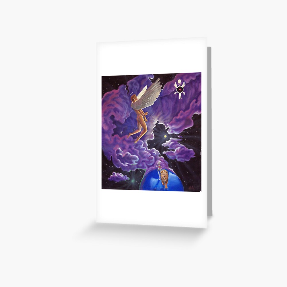 Angel heart space lion robot Greeting Card