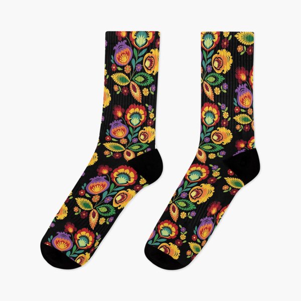 Item preview, Polish Folk Flowers Red on Black designed and sold by Barbara Pixton.