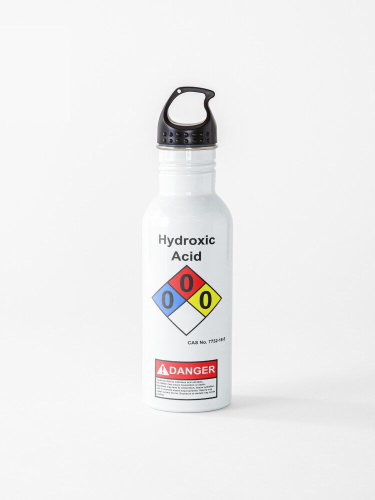 Hydroxic Acid Dihydrogen Monoxide H2O Hoax Joke Warning Label" Water Bottle  by downbubble17 | Redbubble