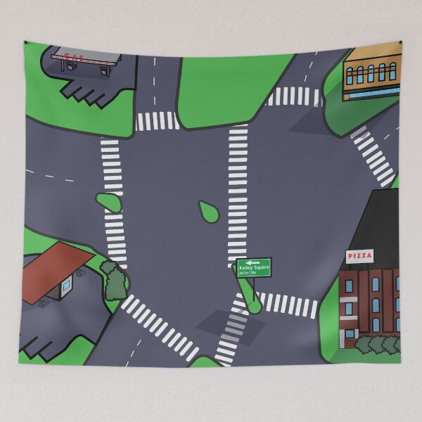 Item preview, Kelley Square - Cartoonized 'Toy Rug' Map designed and sold by LilyTreeArt.