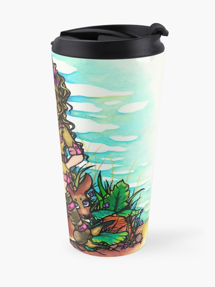 Alternate view of Aussie Girl with Kangaroo and Koala Bear Australia Art by Hannah Lynn Travel Mug